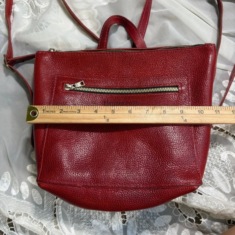 Portland Leather Goods Canyon Red Pebbled Leather Convertible Backpack Tote Bag